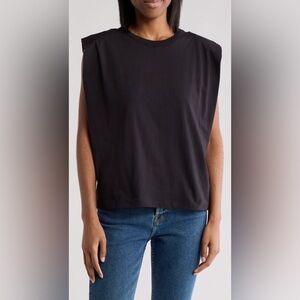 French Connection shoulder pad sleeveless jersey tank